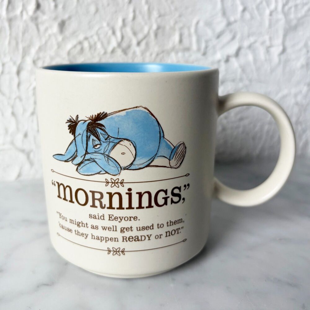 Eeyore Mornings Hallmark Mug Beige/Blue Interior Ceramic Coffee Cup Disney